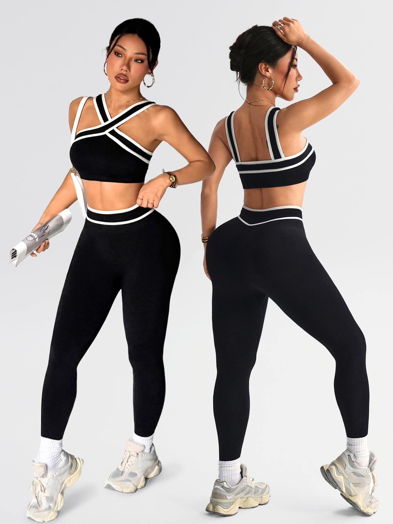 Yoga Fitness Outfit - 2 pcs Women Seamless Yoga Sets