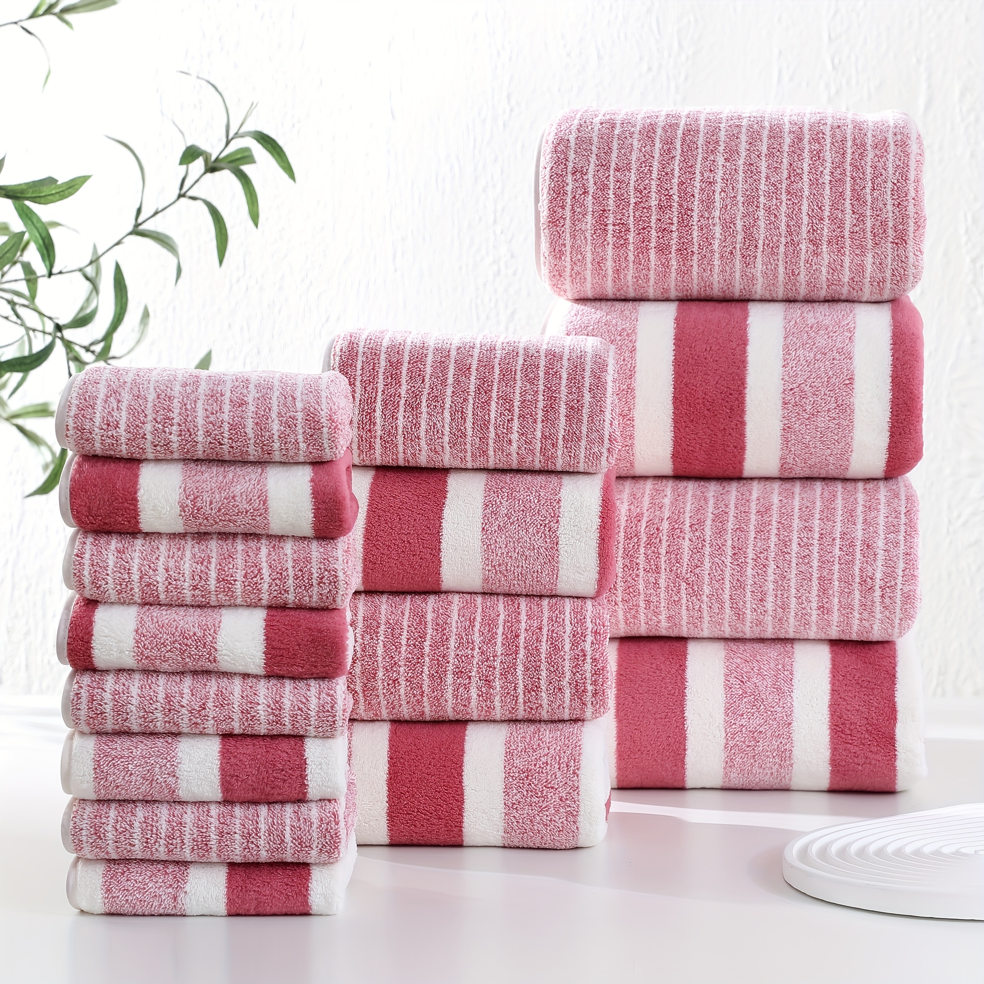 16pcs Striped Bath Towel Set - - Yoga Fitness Hotel avaliação e preço