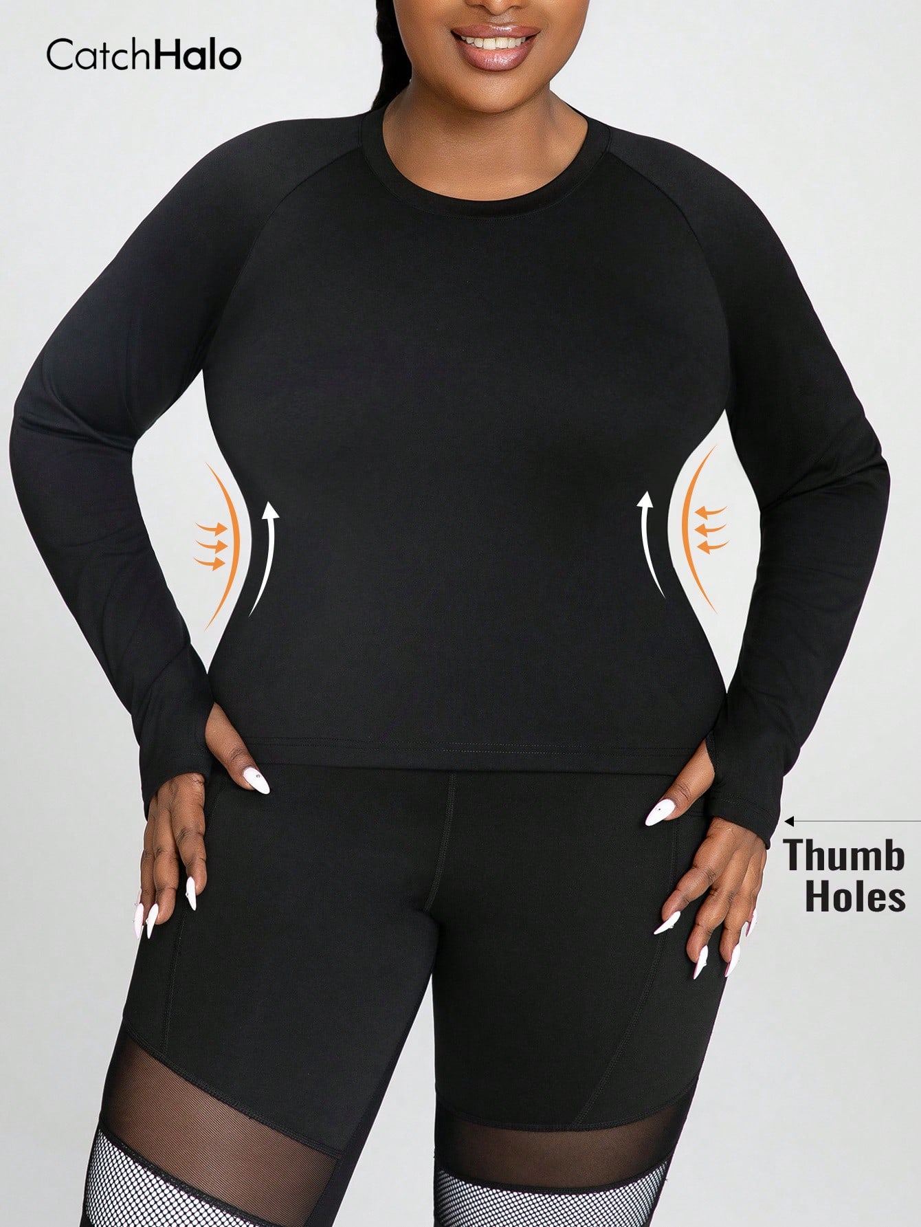 Women Plus Size Long Sleeve Yo - Yoga Fitness Plus avaliação e preço