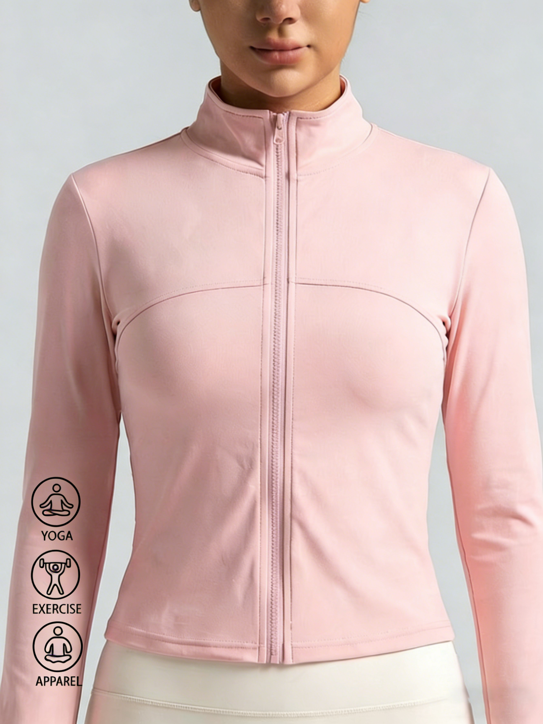 New Women Light pink Yoga Coat - Yoga & Fitness Center avaliação e preço