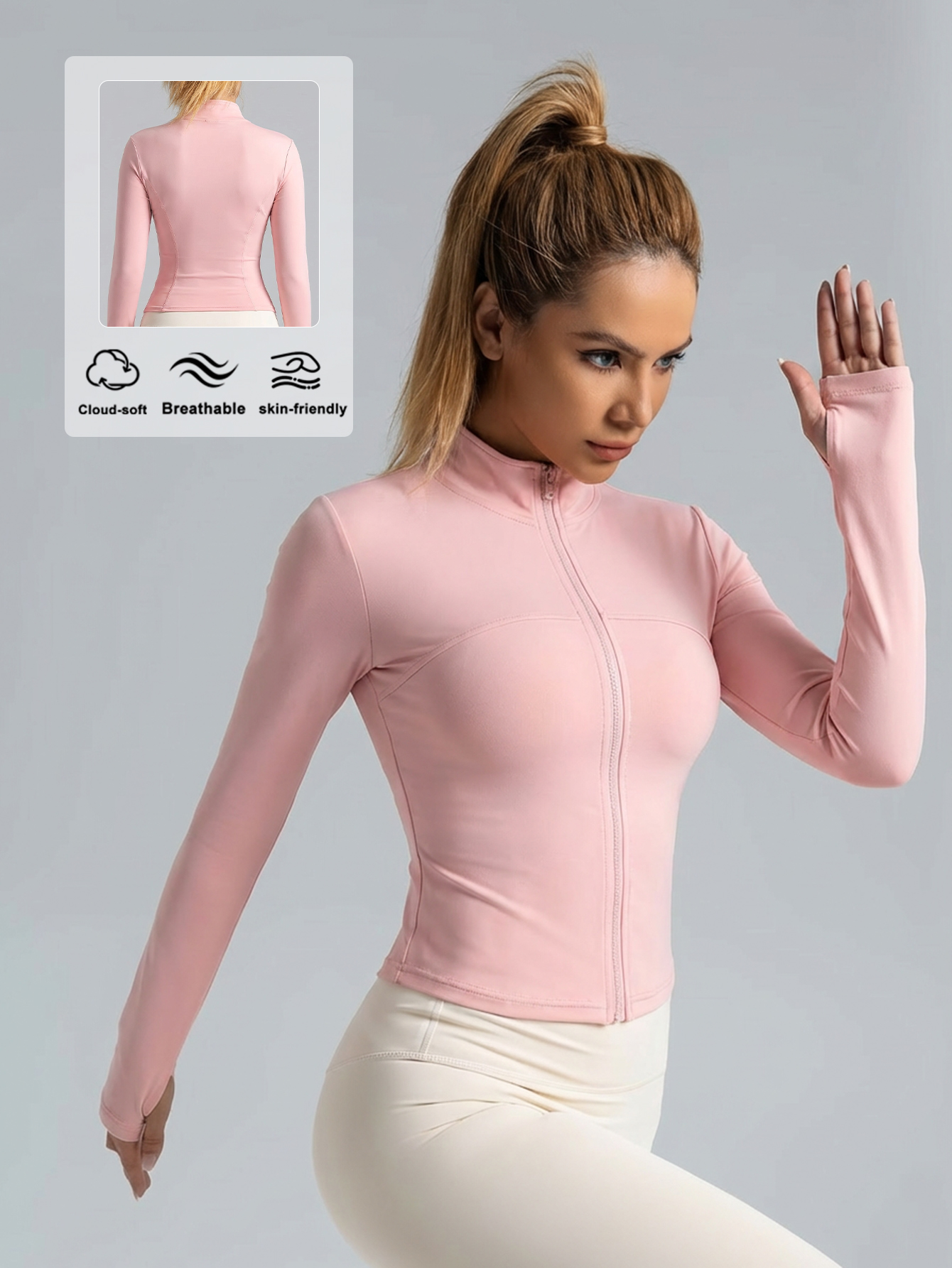 New Women Light pink Yoga Coat - Yoga & Fitness Center avaliação e preço