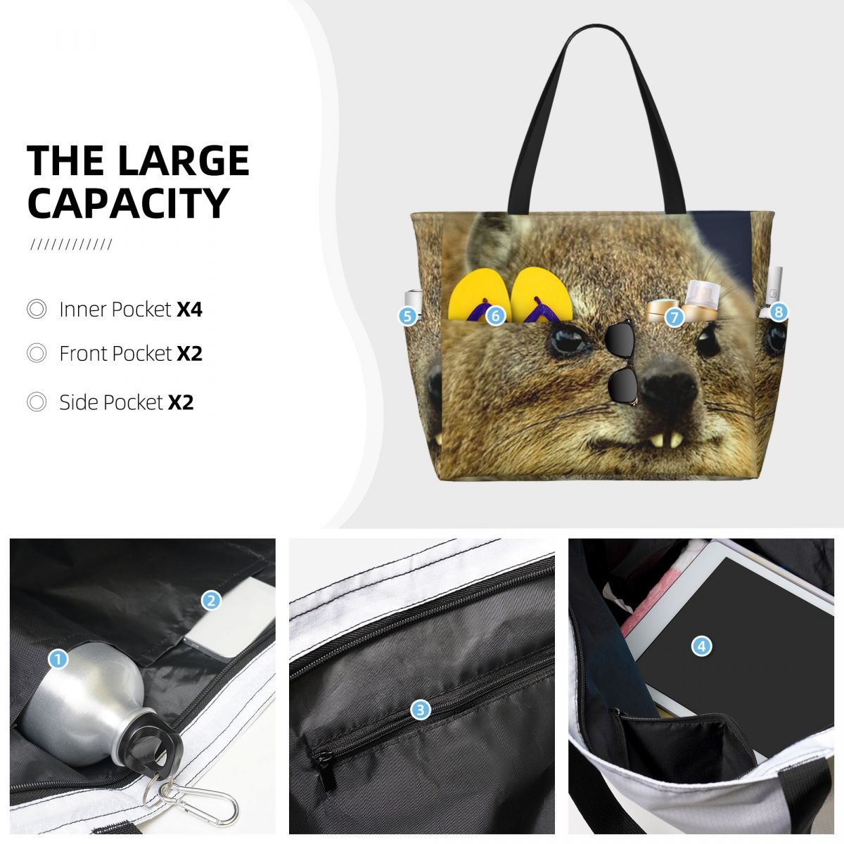 Rock Hyrax Photo Beach Tote Ba - Yoga Fitness Gym Photos avaliação e preço