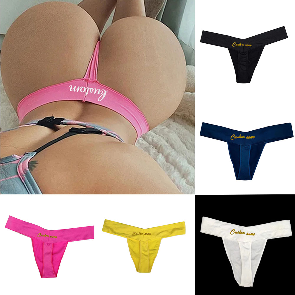Custom Thong With Name Embroid - Yoga Fitness Name avaliação e preço