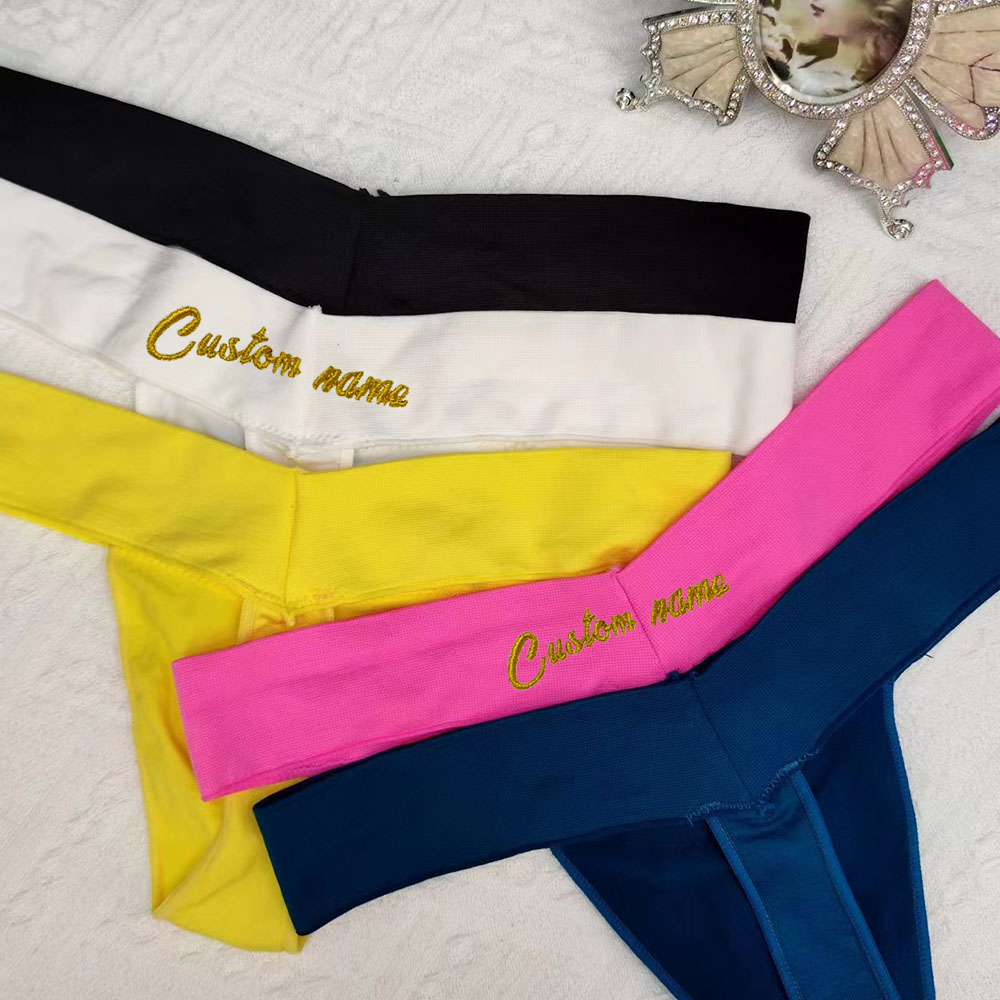 Custom Thong With Name Embroid - Yoga Fitness Name avaliação e preço