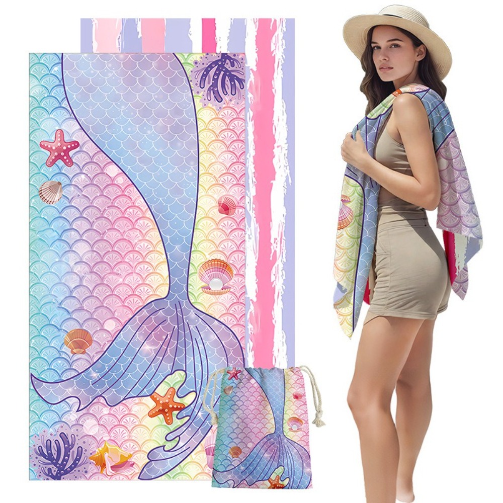 Fish Tail Print Beach Towels a - Yoga Of Fitness Mat avaliação e preço