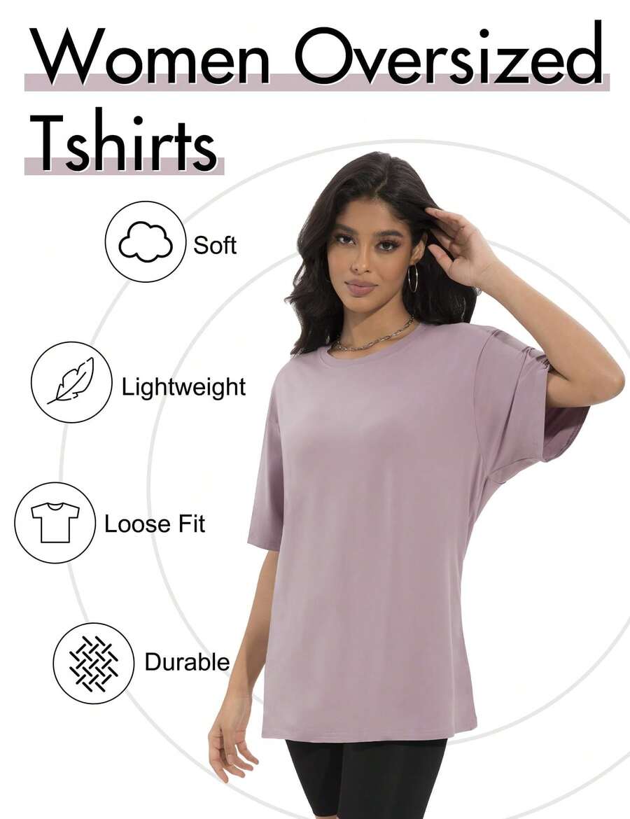 Plus Size Women Loose Fit Crew - Yoga Fitness Plus avaliação e preço
