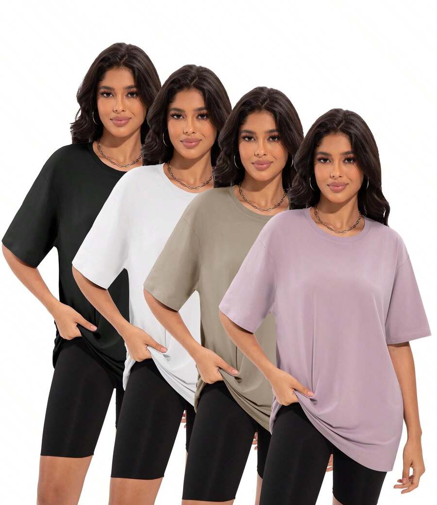 Plus Size Women Loose Fit Crew - Yoga Fitness Plus avaliação e preço