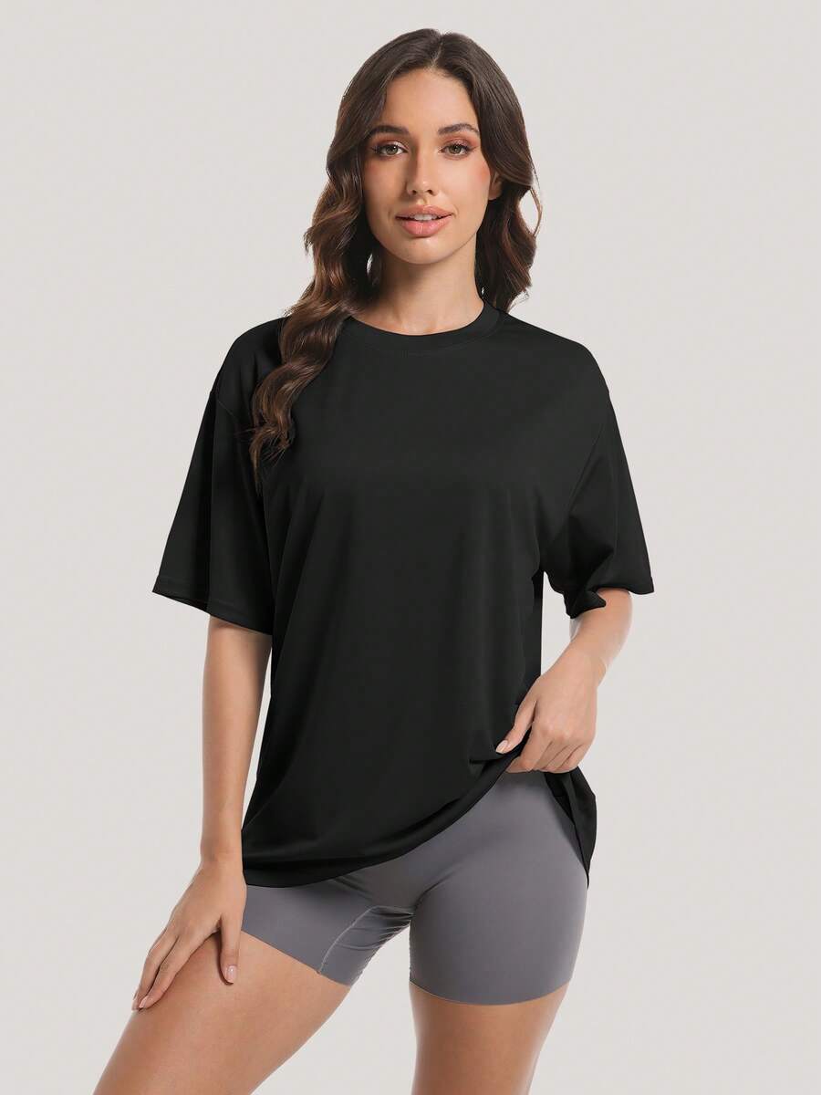 Plus Size Women Loose Fit Crew - Yoga Fitness Plus avaliação e preço