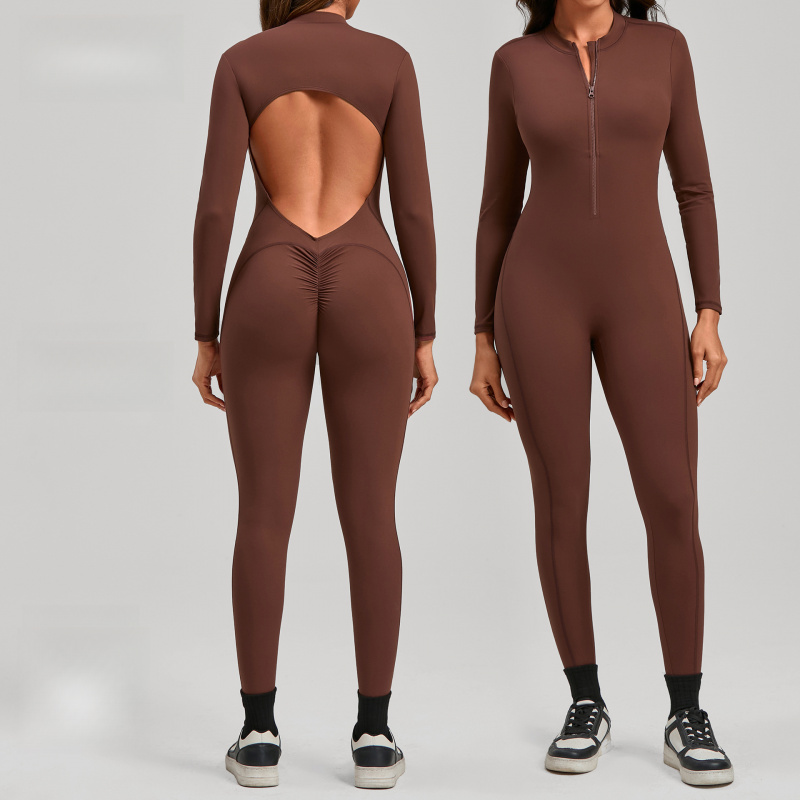Zippered Long Sleeve Nude Feel - Yoga Fitness Outfit avaliação e preço