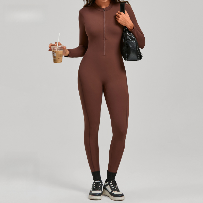 Zippered Long Sleeve Nude Feel - Yoga Fitness Outfit avaliação e preço