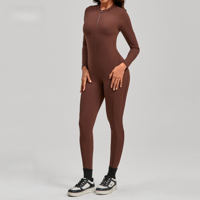 Zippered Long Sleeve Nude Feel - Yoga Fitness Outfit avaliação e preço