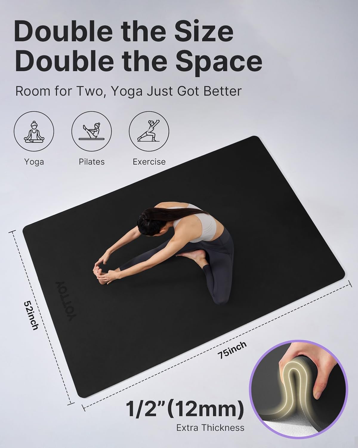 Large Yoga Mat 75x52x1/2in, Ex - Yoga Of Fitness Mat avaliação e preço